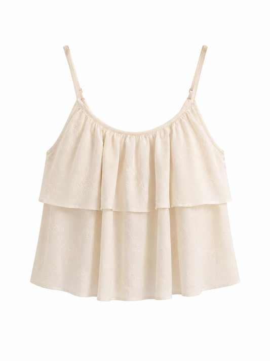 Textured Layered Ruffle Cami Top – JUST11 women's fashion