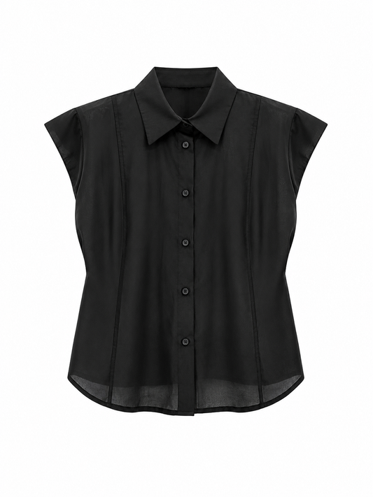 Black Lightweight Collared Blouse – JUST11 women's fashion