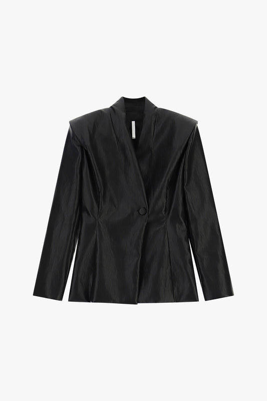 Structured faux leather jacket - Black