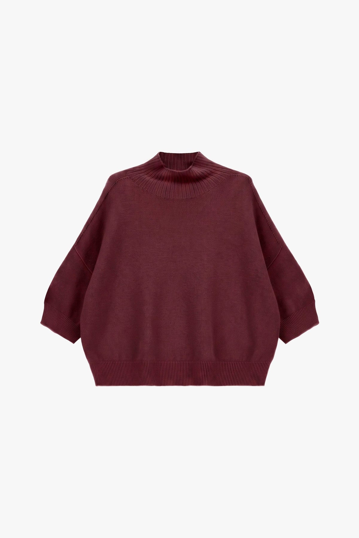 Three-quarter sleeve turtleneck sweater - Plum Noir