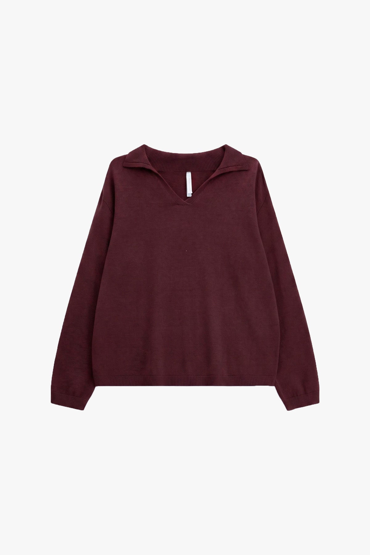 Polo-collar pullover sweater - Plum Noir