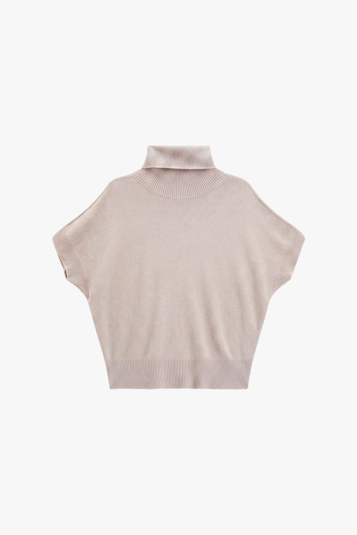 Sleeveless ribbed turtleneck sweater - Marble