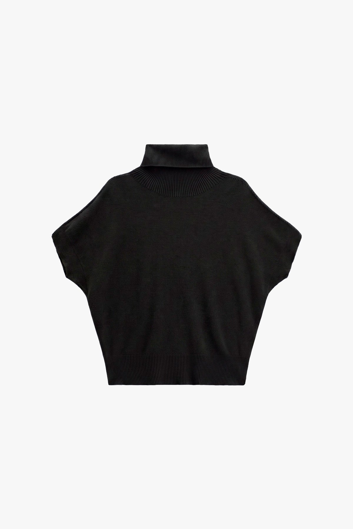 Sleeveless ribbed turtleneck sweater - Black