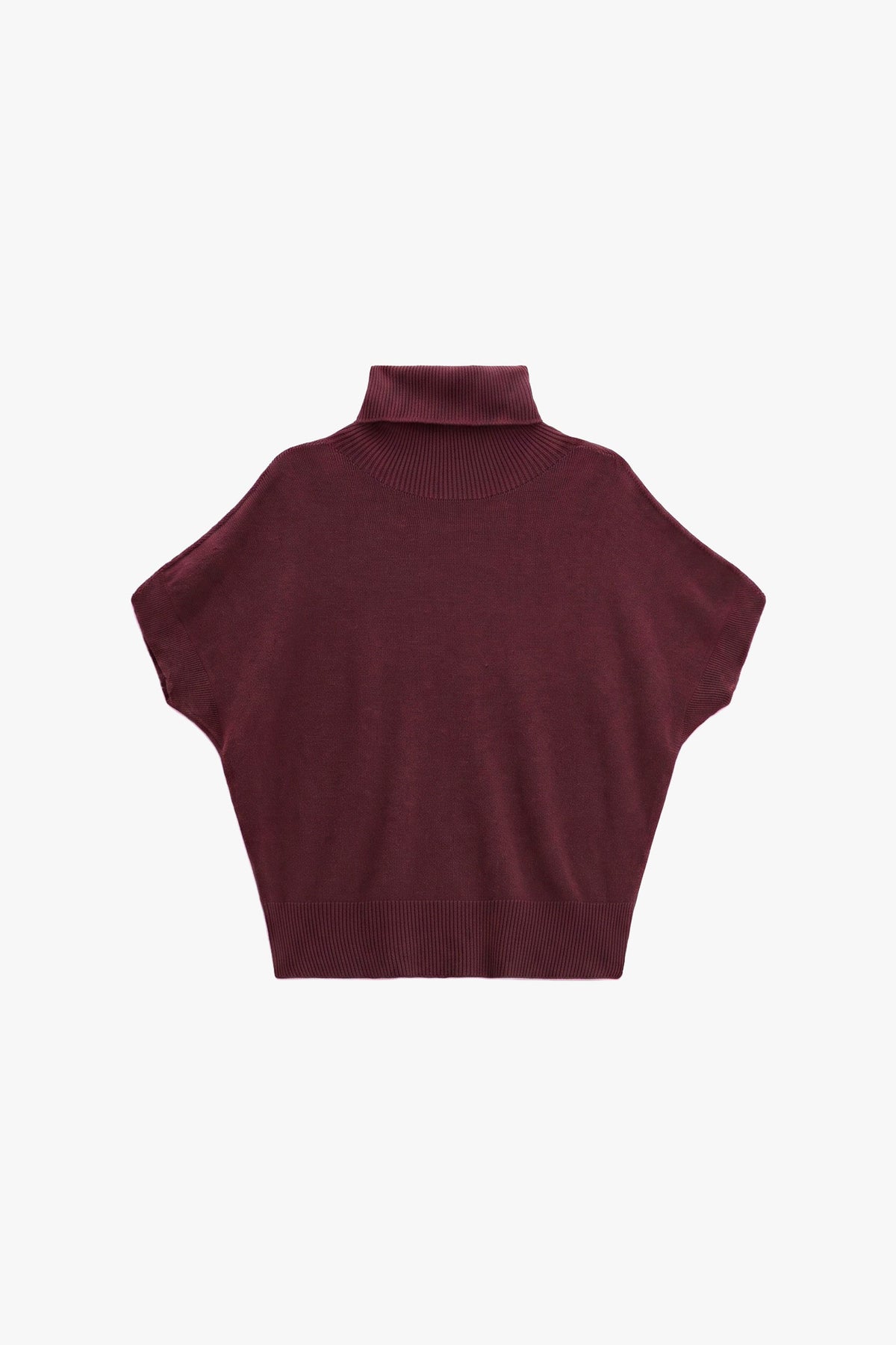 Sleeveless ribbed turtleneck sweater - Plum Noir