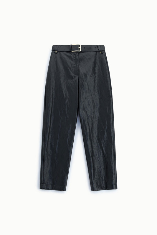 Straight-leg trousers with belt - Black
