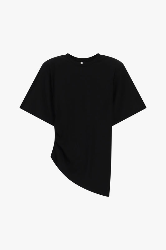 Asymmetric gathered T-shirt - Black