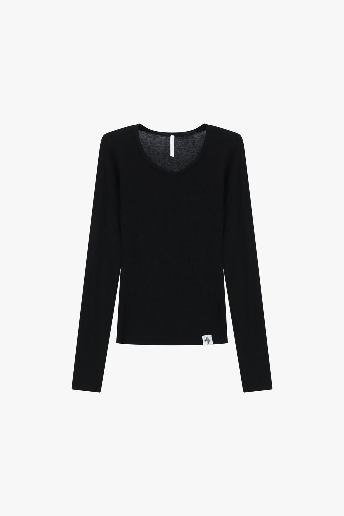 Minimal long-sleeve crewneck T-shirt - Black