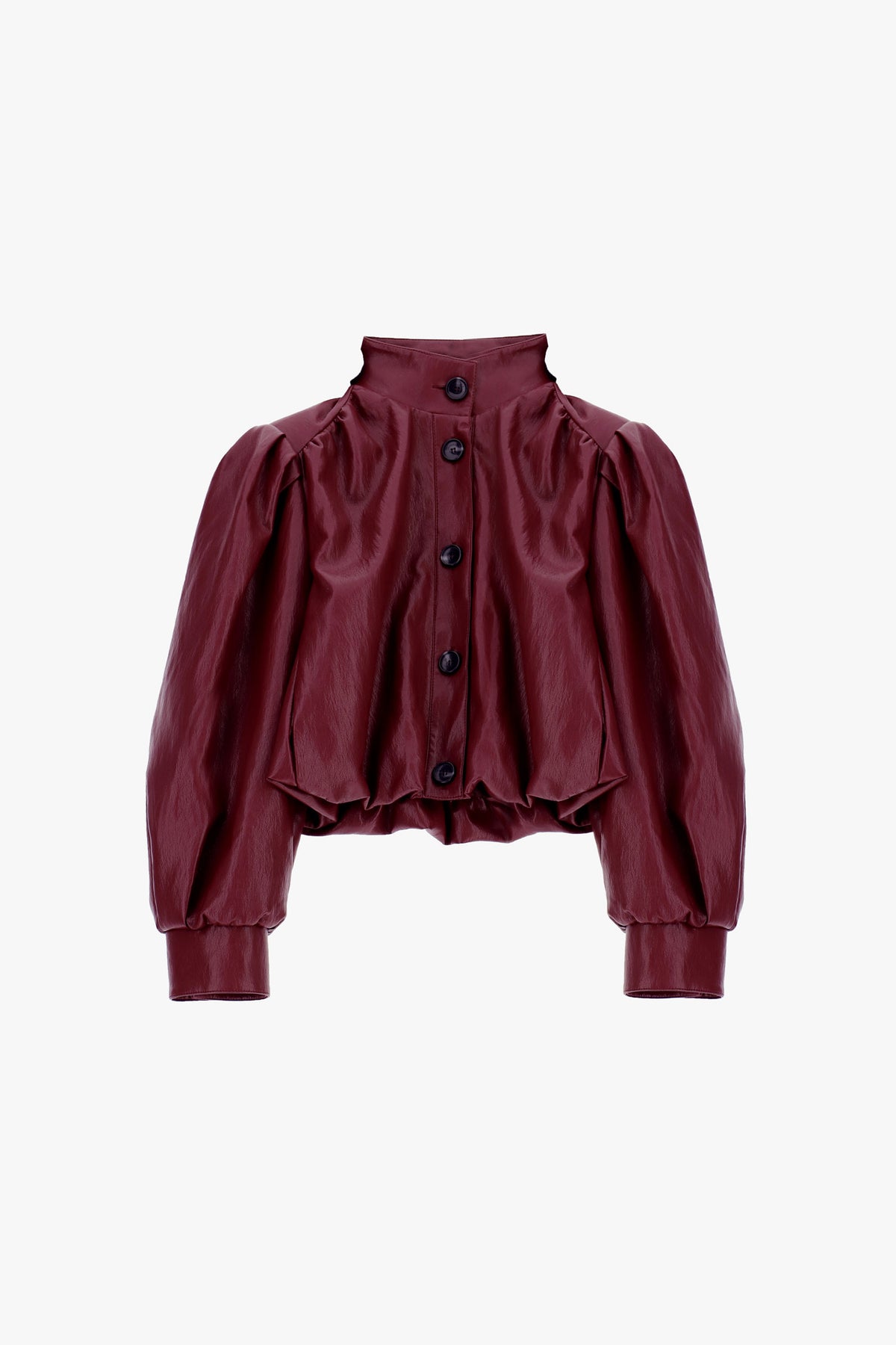 Cropped bomber jacket with voluminous sleeves - Burgundy